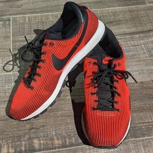 Nike AIR Orange Black Knit Running Sneaker Shoes